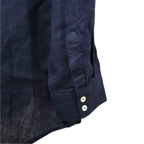 Sigrid Olsen Navy Blue Linen Pants Top M - Picture 8 of 9